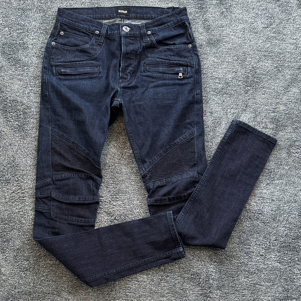 Hudson Jeans Dark Wash Blinder Skinny Biker Denim